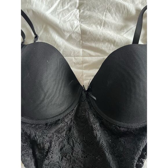 Donna Loren Black Lace Sexy Y2K Sheer Bottom Premium Camisole Top Medium - Picture 2 of 6